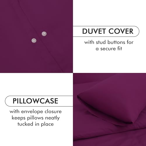 Novo Home Bedding Set King with Fitted Sheet, Duvet Cover & 2 Pillowcases - Dark Purple Microfibre 4 Piece Bed Set - Image 4