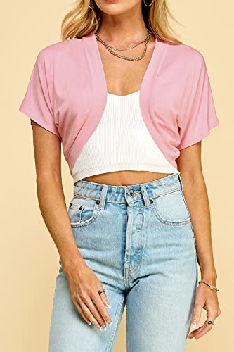 Image of Lock and Love Women's Versatile Open Front Lightweight Short Sleeve Bolero Shrug