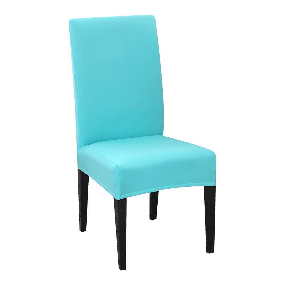 Housse de chaise bleu ciel unie avec revêtement élastique ultra résistant Lot de 6