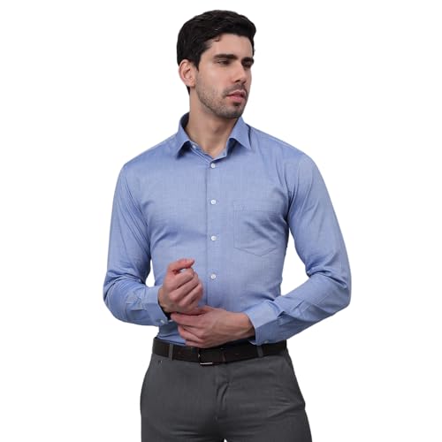 Image of Cantabil Cotton Self Design Full Sleeves Regular Fit Formal Shirt for Men with Pocket | Cotton Formal Shirt for Men | Formal Wear Shirts for Men (P MSHF00381)