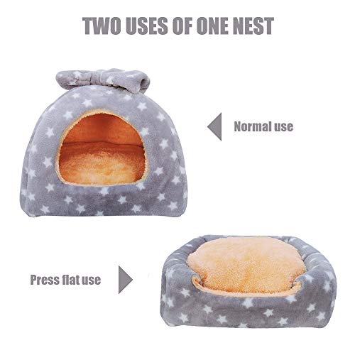 Image of HOMEYA Small Animal Pet Bed, Sleeping House Habitat Nest for Guinea Pig Hamster Hedgehog Rat Chinchilla Hideout Bedding Snuggle Sack Cuddle Cup Cage Accessories with Removable Washable Mat- XL(Grey)