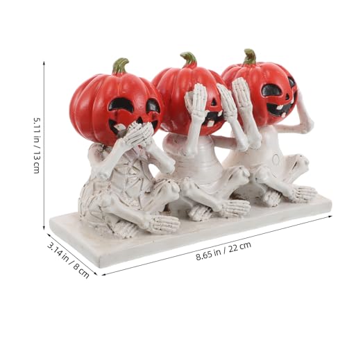 Décoration Halloween citrouille squelette résine pour centre de table - 2