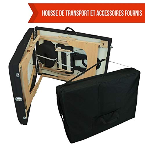 Vivezen - Table de massage pliante 3 zones en bois avec panneau reiki + accessoires et housse de transport - 10 coloris