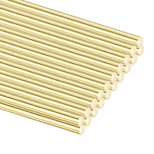 uxcell 20Pcs H65 Brass Round Rods, 2mm OD x 300mm Length Solid Stock Lathe Bar, Welding Rod for Knife Handle Pins, DIY Craft Model Plane Car, Drift Punches Shaft Machining