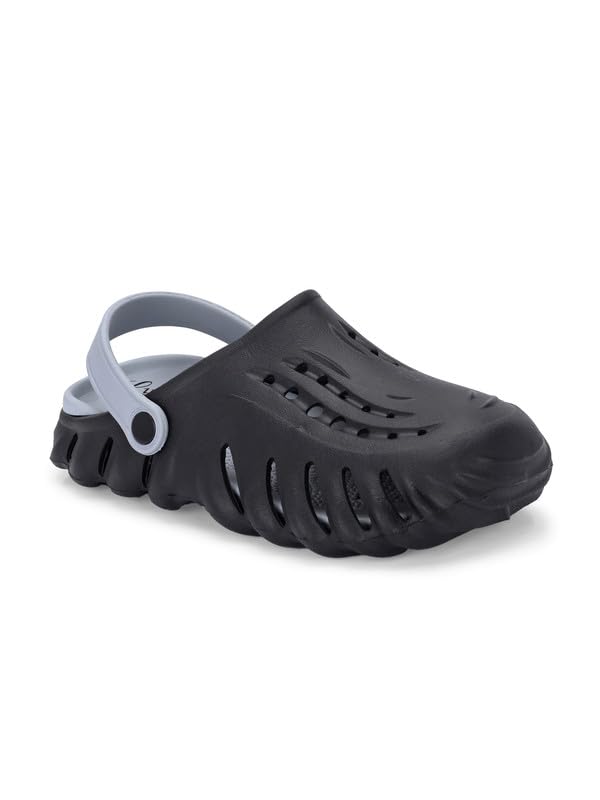 luper Black Grey Men Sandals Self Design Clogs-picture-31