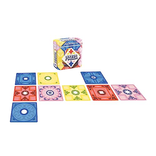 Game Factory 646309 Piazza, das Mini-Legespiel in handlicher Metalldose, Kartenspiel für Erwachsene und Kinder ab 8 Jahren, Reisespiel, Weiß