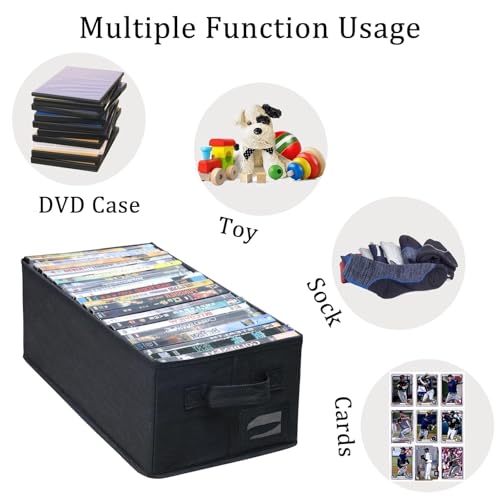 DVD Storage Boxes - 2 Pack DVD Case Holder Organizer - 15.7" x 7.9" x 5.7", Holds 50 Full Case DVDs | 100 DVDs Slim Discs, Desktop or Closet DVD Organizer Can Store Blu-ray | Game | Movie