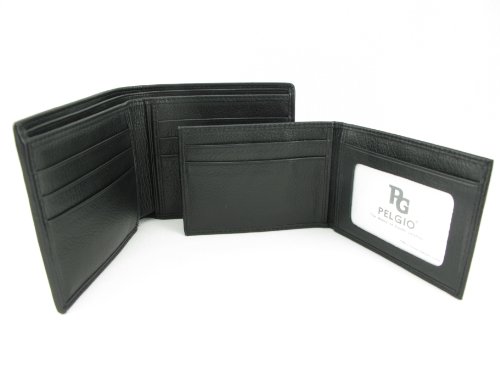 Pelgio Genuine Stingray Skin Leather Removable Credit Card Id Wallet Black #TOP6