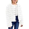 Inorin Girls Open Front Cardigan Faux Fur Coat Warm Fuzzy Trendy Winter Vintage Parka Shaggy Party Outerwear Jackets Tops