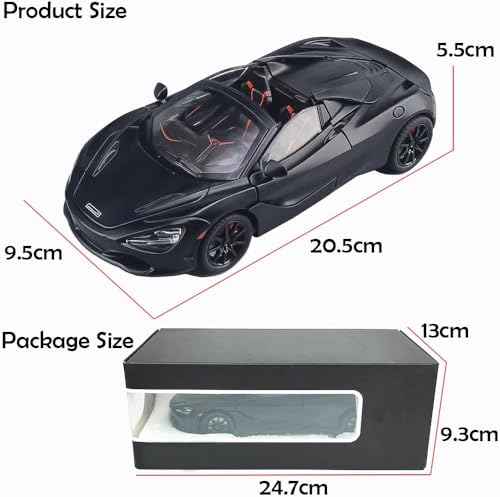 Image of 1:24 McLaren 720S Diecast Alloy Model Car Pull Back Toy with Sound & Light Collectible Supercar Gift for Kids & Adults Realistic Detailing Perfect for Display or Play (Black)
