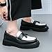 Men's Fashion Black and White Two Tone Chunky Platform Penny Loafers Classic Slip-On Lug Sole Business Work Dress Shoes Daily Non-Slip Shock Absorbing Casual Shoes Large Size 5.5-14 (Black-A-1,11)
