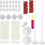 Balloon Column Kit Base Stand,2 Set Ballon Arch Kits with Water Fillable Balloon Base and 50Pcs Balloon Rings for Holiday/Birthday Party/Wedding/Event Decorations,Height:61 Inch