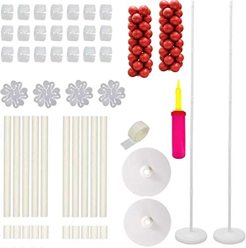 Balloon Column Kit Base Stand,2 Set Ballon Arch Kits with Water Fillable Balloon Base and 50Pcs Balloon Rings for Holiday/Birthday Party/Wedding/Event Decorations,Height:61 Inch