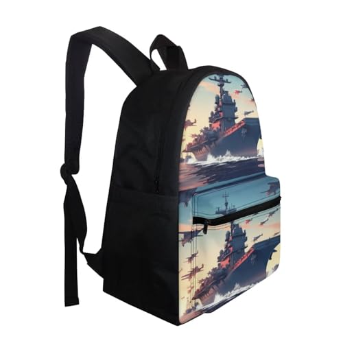 Uasibuni Mini Warships Pattern School Backpacks for Kids Preschool Backpack,Animal Print Backpack for Boys Girls2