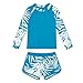 Girls Raglan Long Sleeve Rash Guard Boyshorts Swimsuits UPF 50+ Two Piece Bathing Suit Summer Swimwear for 6-15 Years