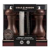 COLE & MASON Capstan Wood Salt and Pepper Grinder Gift Set - Wooden Mills Include Precision...