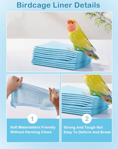 Image of Disposable Bird Cage Liner Birds Cage Liners Super Absorbent Birdcage Liners Parakeet Cage Training Accessories with Quick-Dry Surface for Cockatiels Canaries Parrots