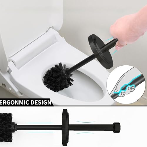 Image of Matte Black Toilet Bowl Brush with Holder, Durable Bathroom Cleaning Tool, Modern Design for Easy Toilet Maintenance, Bathroom Cleaner Brush for Efficient Cleaning and Hygiene