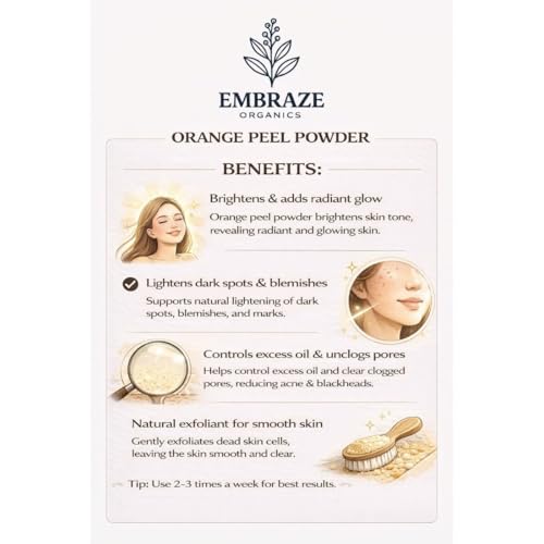 Image of Natural Orange Peel Powder for Face Pack | Brightens Skin, Reduces Dark Spots & Controls Oil | 100% Pure & Chemical-Free Herbal Powder (100g)
