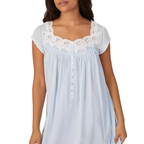 Image of Eileen West Queen Anne's Lace Womens Sleepwear & Loungewear - Florentine Lace Collection - 100% Cotton Soft Long Nightgown