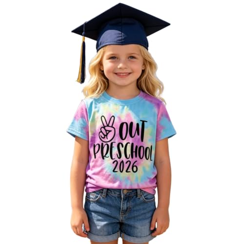 KEKEMI Toddler Boys Girls Out Preschool 2026 Shirts School Graduation T-Shirt Summer Vacation Outfit Short Sleeve Tees Tops(Purple-2 5-6T)
