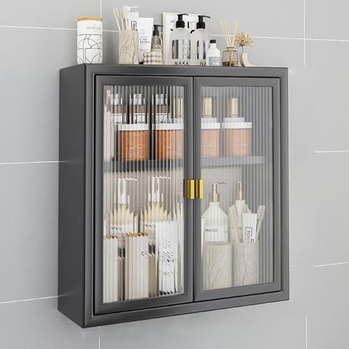 Stylish Black Wall-Mounted Bathroom Cabinet - Over Toilet Storage Organizer with 5-Shelves, Space-Saving Solution for Bathroom & Laundry Room Efficiency