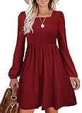 Doreyi Womens Fashion Print A Line Dress Vacation Dress Tiered Dress for Juniors Burgundy