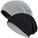 Produktbild Hatstar® 2in1 Reversible Unisex Beanie | Damen und Herren Mütze | Übergangsmütze für Frühling und Sommer | SoftTouch Poly - Baumwolle | leicht & weich (hellgrau/schwarz)