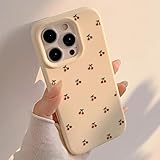 Yhsvie Handyhülle für iPhone 14 Pro Hülle, Aesthetic Kirsche Muster Cover Weiche Silikon TPU Stoßfeste Schutzhülle Dünn Slim Bumper Case für Frauen Mädchen Kratzfest Anti-Fingerabdruck - Weiß