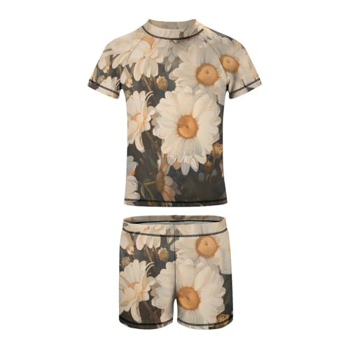 White Daisies (2) Children's Casual Swimsuit Set - Simple and Versatile10-12Y（150cm）3