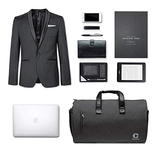 ACSTEP Travel Suit Bag,Garment Bags for Travel,45L Convertible Suit Bag for Men Women,Waterproof Duffle Shoulder Garment Bags, Black