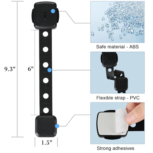 Image of Fursafe&Q Cabinet Locks Baby Proofing, Baby Drawer Safety Locks -Adhesive Child Safety Lock Straps Adjustable Door Latch for Fridge Toilet Oven No Drill Furniture Kitchen Lock