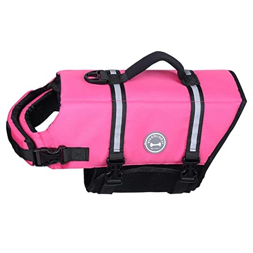 VIVAGLORY Ripstop Dog Life Jacket for Small Medium Large Dogs Boating, Swimming Vest for Dogs with Enhanced Visibility & Buoyancy, Pink