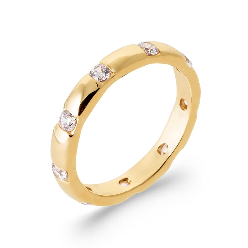 Bague Alliance en Plaqué Or 18k et Oxydes de Zirconium Incrustés pour femme