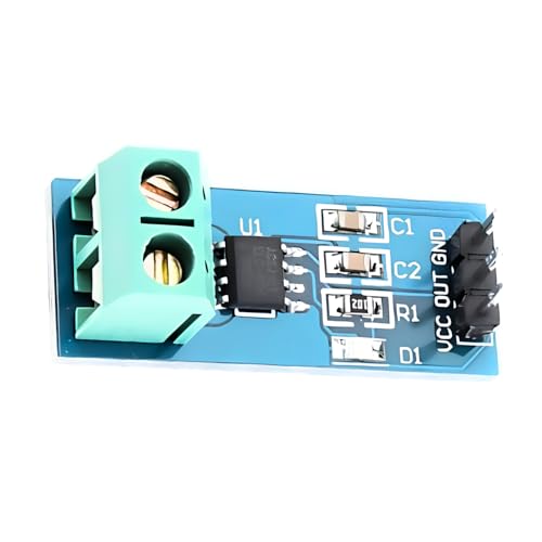 Image of Robocraze 5A Current Sensor Module ACS712 Hall Effect Current Measurement Board | 5V Analog Output 185mV /A Precision Current Detection Sensor for Arduino ESP32 Power Monitoring Electronics Projects
