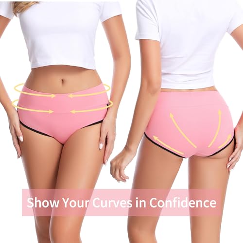 Image of CAILECOTTON Women's Underwear Cotton High Waisted Hipster Panties Soft Stretch Breathable Everyday Brief 5 Pack