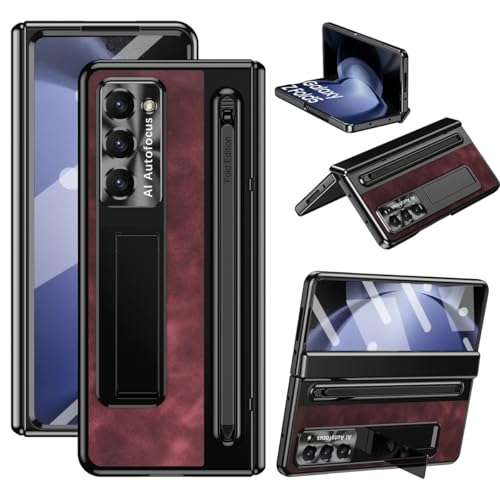 Coque antichoc pour Samsung Galaxy Fold 6 protège-charnière et écran couleur rouge vin