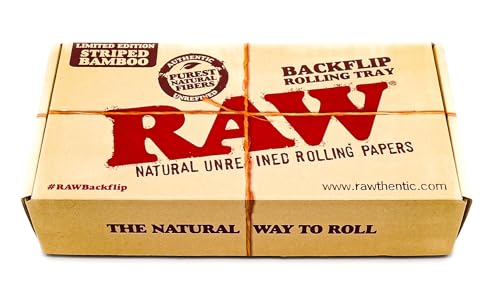 RAW Backflip Bamboo Magnet Rolling Tray (Limited Edition Striped) with Clear ES Scoop Card - Image 5