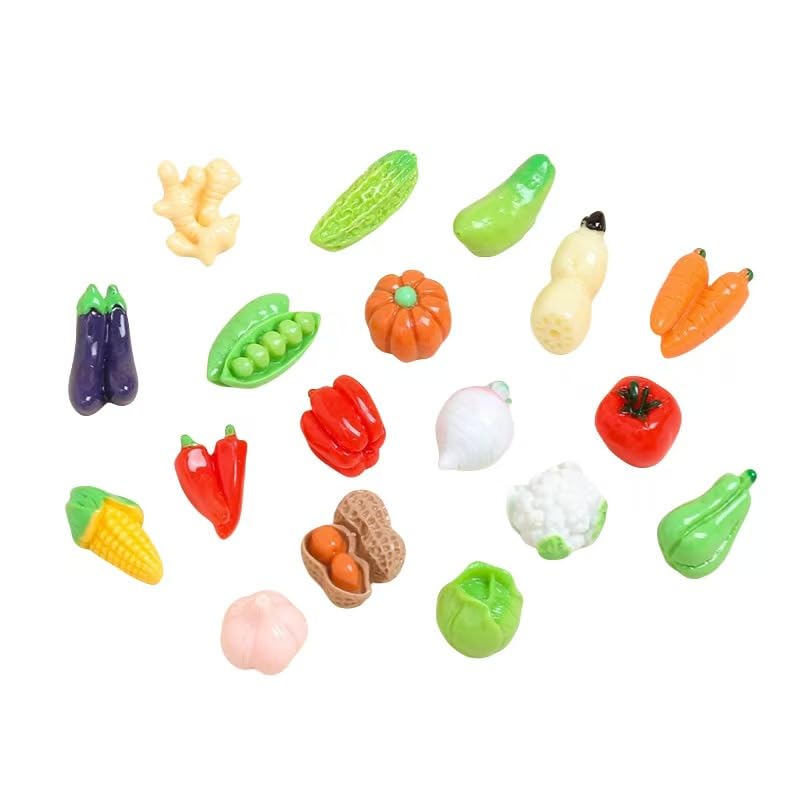 Miniature Vegetable Garden Ornaments, 18 Piece Set, Dollhouse Accessories, Realistic Tiny Vegetables for DIY Fairy Garden