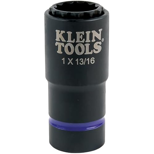 Klein Tools 66015 2-in-1 Impact Socket with 12-Point Deep Sockets, Coaxial Spring Loaded in 1- and 13/16-Inch Sizes