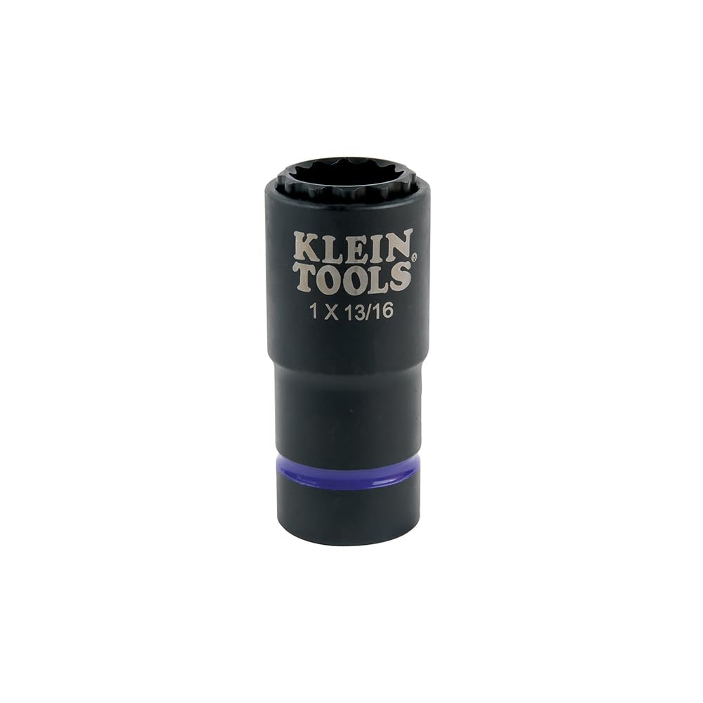 Klein Tools 66015 2-in-1 Impact Socket with 12-Point Deep Sockets, Coaxial Spring Loaded in 1- and 13/16-Inch Sizes
