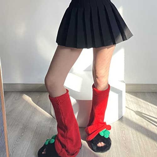 Image of WODECASA Girls Kawaii Leg Warmers Knitted Flared Leg Sleeves Goth Crochet Baggy Cuff Ankle Heap Socks