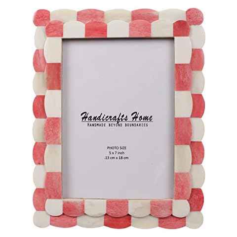 Handicrafts Home Photo Picture Frame - 5" x 7" Handmade Gift Photo Frames - Red & White New Years Gift Cover