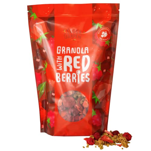 Super Garden Granola mit gefriergetrockneten Erdbeeren, Himbeeren und Kirschen, aromatischer und leckerer Granola-Snack, gefriergetrocknete Snacks (400 g) Cover