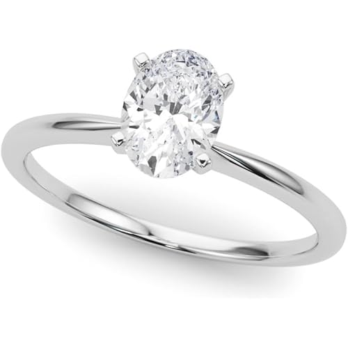 14K White and Yellow Gold Lab Grown Solitaire IGI CERTIFIED Diamond Engagement Ring - Jewelry Gift for Womens or Birthday, Wedding (1-5 Carat TW D-E Color VVS-VS Clarity)