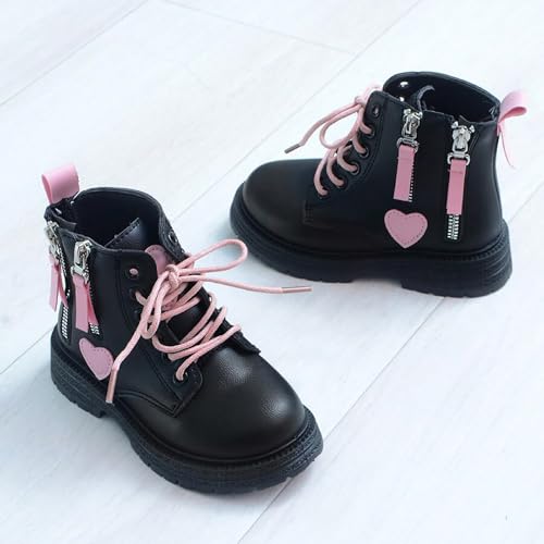 IWIHMIV Toddler Girl Ankle Boots Girls Outdoor Side Zipper Ankle Boots Non Slip Comfortable Leather Short Booties3