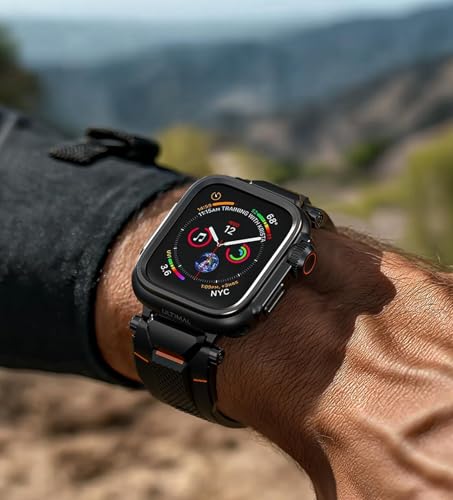 Image of ULTIMAL Metal Case Compatible with Apple Watch Series SE3 /SE2 /SE /6 /5 /4 44mm with Back Cover, Military Grade Shockproof Protective Case, Rugged Cover for iWatch 44mm (Black)