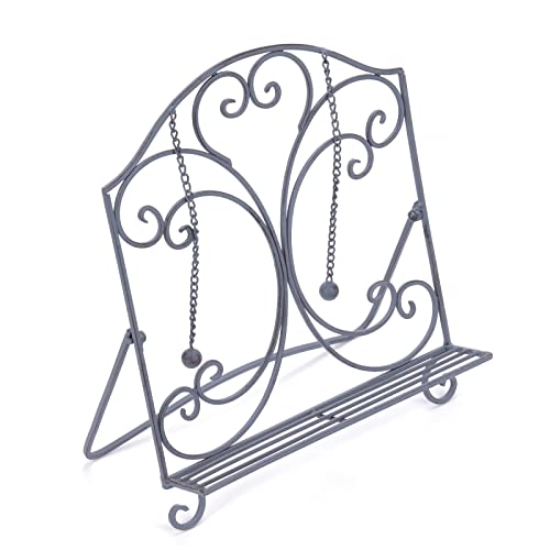DESIGN DELIGHTS LEGGIO per Libri di Cucina | 32x30x14 cm (HxWxD), Ferro battuto | Supporto per Libri antichi, Supporto per Lettura, Supporto per Ricette Vintage, cavalletto Deco | Colore: Grigio