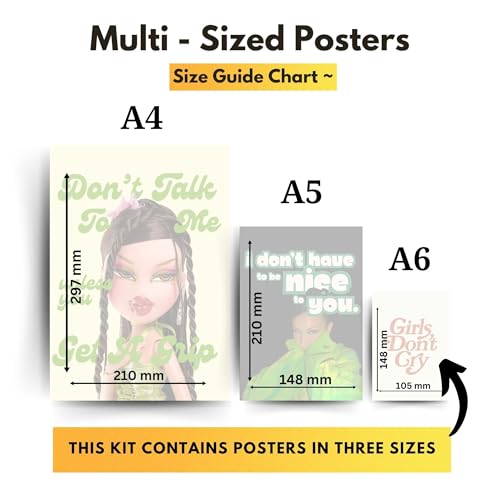 Image of Yellow Town India BRAT SUMMER CODED Femme Aesthetic Multi Sized Poster Kit, Set of 21 Aesthetic Room Decor Wall Art for Hostel, Dorm, Bedroom, Living Room Wall Decor