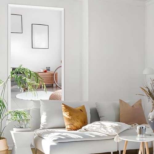 Amorho Bathroom Mirror, 72 X32 Inch White Thick Metal Framed Wall Mirrors for Over 2 Sinks, Bedroom, Living Room, Entryway, Large Rectangle Wall-Mounted Mirrors.